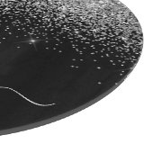 Zilveren Zwarte Glitter Script Monogram Meisjesnaa Snijplank (Hoek)