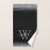 Zilveren zwarte glitters elegante scriptnaam bad handdoek (Handdoek)