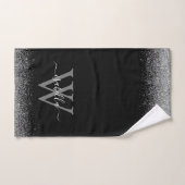 Zilveren zwarte glitters elegante scriptnaam bad handdoek (Handdoek)