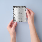 Zilveren zwarte metalen budget bruiloftsinvatie flyer (Hand)