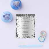 Zilveren zwarte metalen budget bruiloftsinvatie flyer (Enkel)