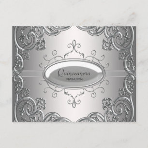 Zilveren Zwarte Quinceanera Uitnodigingen