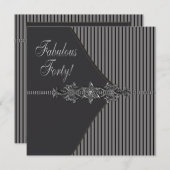 Zilveren Zwarte Streep Vrouwen 40ste Verjaardagsfe Kaart (Voorkant / Achterkant)