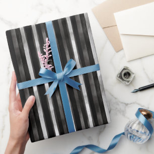 Zilveren Zwarte Strepen Bruiloft Cadeaupapier