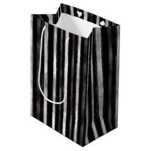 Zilveren Zwarte Strepen Trouwdag Medium Cadeauzakje
