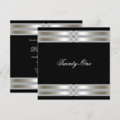 Zilveren zwarte vrouwen 21ste verjaardagsfeest kaart (Voorkant / Achterkant)