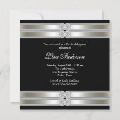 Zilveren zwarte vrouwen 21ste verjaardagsfeest kaart (Achterkant)