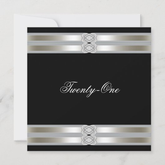 Zilveren zwarte vrouwen 21ste verjaardagsfeest kaart (Voorkant)