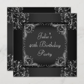 Zilveren zwarte vrouwen verjaardagsfeestje kaart (Voorkant / Achterkant)