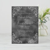  zilveren zwarte Waterverf bruiloft Kaart (Staand voorkant)
