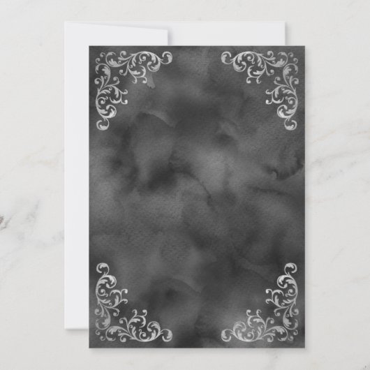  zilveren zwarte Waterverf bruiloft Kaart (Achterkant)