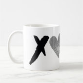 Zilveren zwarte XOXO harten Koffiemok (Links)