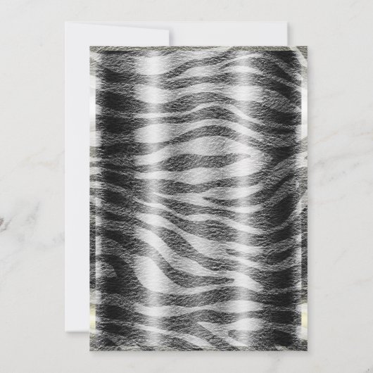 Zilveren Zwarte Zebra Print Verjaardagsfeest Elk E Kaart (Achterkant)