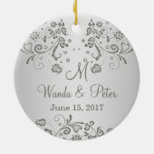 Zilveren zwellen 25th Wedding Jubileum Ornament (Achterkant)