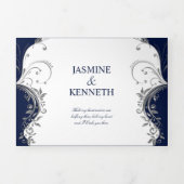 Zilveren zwemmen op het marineschip White Wedding Drieluik Uitnodiging (Cover)