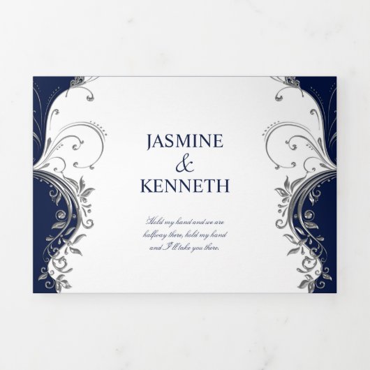  Zilveren zwemmen op het marineschip White Wedding Drieluik Uitnodiging (Cover)