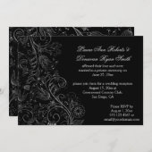 Zilveren zwemmen op het zwarte huwelijk kaart (Voorkant / Achterkant)