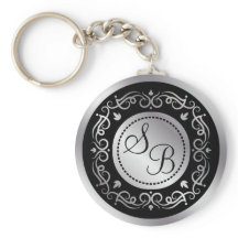 Zilveren zwemmen op zwart huwelijk monogrammen