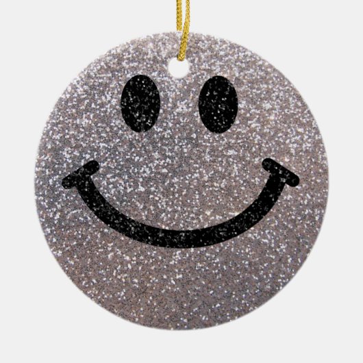 Zilverfaux glitter keramisch ornament (Voorkant)