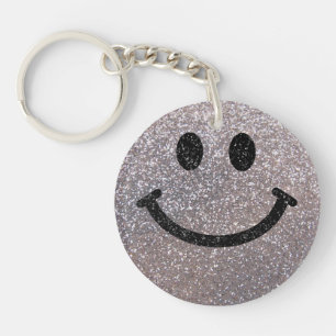 Zilverfaux glitter sleutelhanger