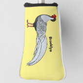 Zilverfazant vogel cartoon illustratie golfheadcover (Draai 90)