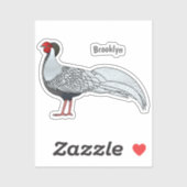 Zilverfazant vogel cartoon illustratie sticker (Vel)