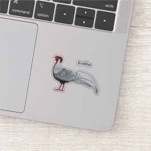 Zilverfazant vogel cartoon illustratie sticker