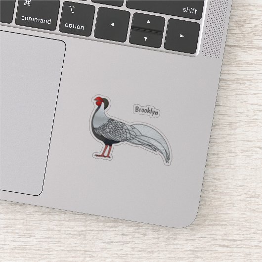 Zilverfazant vogel cartoon illustratie sticker (Detail)