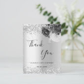 Zilverfloralen elegant bedankkaart (Staand voorkant)