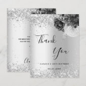 Zilverfloralen elegant bedankkaart (Voorkant / Achterkant)