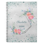 Zilverfloralen groene glitter sparkles notitieboek (Voorkant)