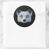 Zilverfoe blauwe ogen ronde sticker (Tas)