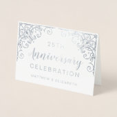 Zilverfolie 25e verjaardagsfeest uitnodigingen (Voorkant)