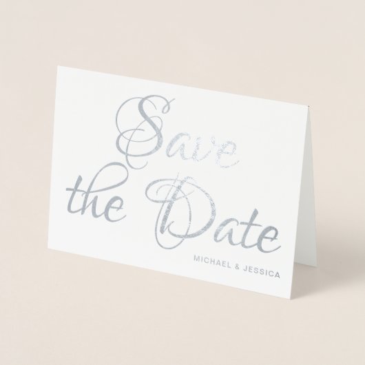 Zilverfolie Bewaar de datum met foto Folie Kaarten (Voorkant)