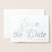 Zilverfolie Bewaar de datum met foto Folie Kaarten (Voorkant met envelop)