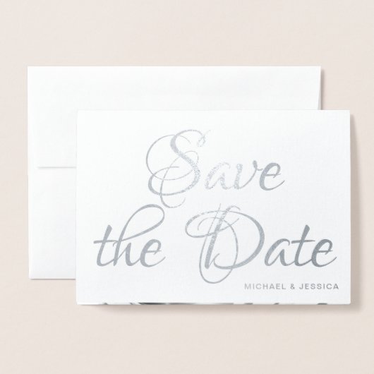 Zilverfolie Bewaar de datum met foto Folie Kaarten (Voorkant met envelop)