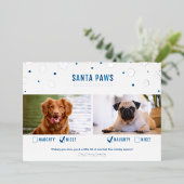 Zilverfolie & Blauwe Kerstman Pootjes Twee Honden  Folie Feestdagenkaart (Staand Voorkant)
