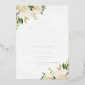 ZILVERFOLIE Bloem 25ste verjaardag Folie Uitnodiging (Voorkant)