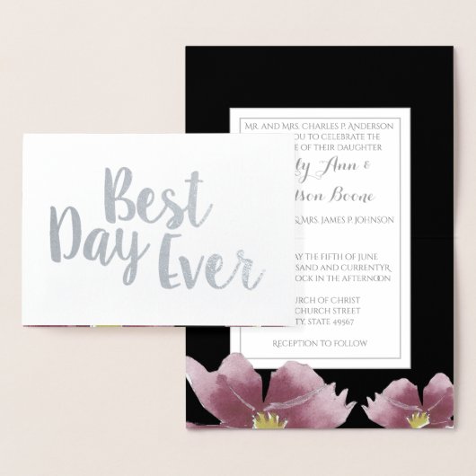 Zilverfolie Bloem Typografie Trouwkaarten Folie Kaarten (Display)