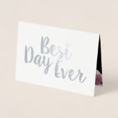 Zilverfolie Bloem Typografie Trouwkaarten Folie Kaarten (Voorkant)