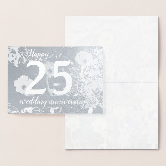 Zilverfolie Bloemen 25e bruiloft Jubileum Blank Folie Kaarten (Display)