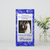 Zilverfolie Bloemen met Rozen en Royal Blue Bedankkaart (Staand voorkant)