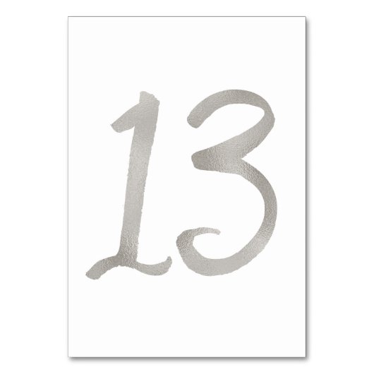 Zilverfolie chic tafelnummer voor de bruiloft | Ta (Achterkant)