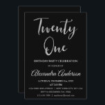 Zilverfolie Eenentwintig 21ste verjaardag Kaart<br><div class="desc">Zilveren folie Twenty First 21 verjaardagsfeest uitnodiging. De moderne Folie en Black Twenty First 21 Birthday Party Invitation zijn ideaal voor een hedendaags Twenty First Birthday Party.</div>
