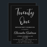 Zilverfolie Eenentwintig 21ste verjaardag Kaart<br><div class="desc">Zilveren folie Twenty First 21 verjaardagsfeest uitnodiging. De moderne Folie en Black Twenty First 21 Birthday Party Invitation zijn ideaal voor een hedendaags Twenty First Birthday Party.</div>
