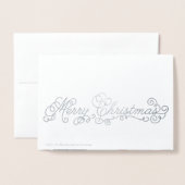 Zilverfolie Elegant Script Vrolijke Kerstfoto Folie Kaarten (Met envelop)