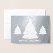 Zilverfolie en witte kerstboom Foto Folie Kaarten (Voorkant met envelop)