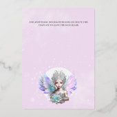 Zilverfolie fee prinses roos bloem iriserend folie uitnodiging (Achterkant)