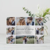 Zilverfolie Getrouwd & Vrolijk Huwelijksaankondigi Feestdagenkaart (Staand voorkant)