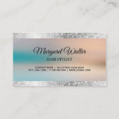 Zilverfolie | Glastextuur Achtergrond | Monogram Visitekaartje (Achterkant)